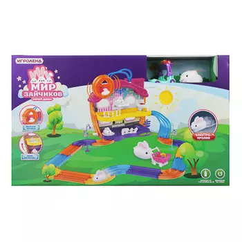 ИГРОЛЕНД Мир зайчиков Интерактивный трек большой, ABS, PP, 1хAG13, 45х27х14,5см