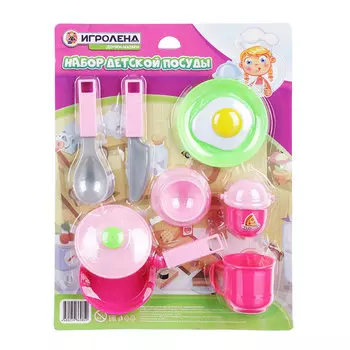 ИГРОЛЕНД Набор детской посуды, пластик, 32х24х4см, 4 дизайна, WD-H47/53
