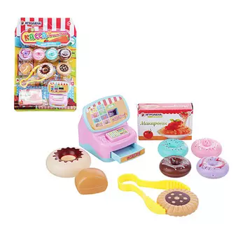 ИГРОЛЕНД Набор игровой "Касса с продуктами", пластик, 3 дизайна