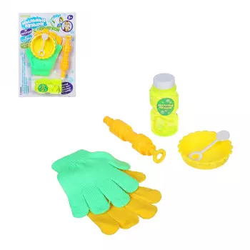 ИГРОЛЕНД Набор игровой Мыльные пузыри с перчаткой, 120мл, 6 пр., мыльный р-р, ABS, PVC, 19х28,5х6 см