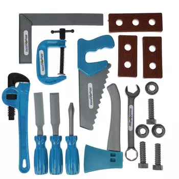 ИГРОЛЕНД Набор игровой "Строительные инструменты", синий, пластик, 32х6,5х25,5см, 2 дизайна