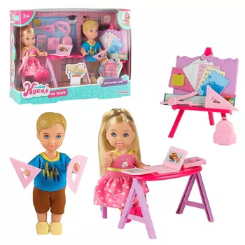 ИГРОЛЕНД Набор кукол "На уроке" с аксессуарами, 12 пр., 11,5см, ABS, полиэстер, 22х16х7см