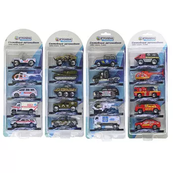 ИГРОЛЕНД Набор машин Служебные автомобили 5 шт., 1:64, металл, пластик, 4 дизайна