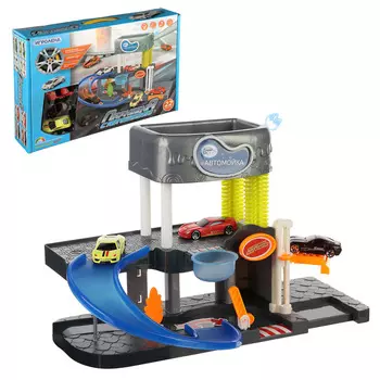 ИГРОЛЕНД Парковка с автомойкой, 22пр., свет, звук, ABS, PР, железо, сталь,2АА, 42,5х30х9см