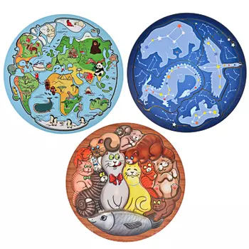 ИГРОЛЕНД Пазлы деревянные, 20,3х20,3см, 3 дизайна