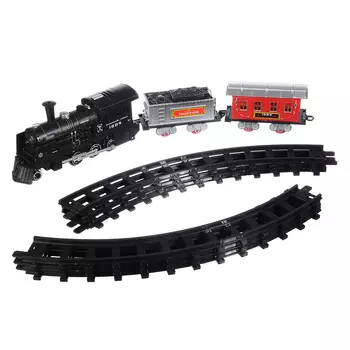 ИГРОЛЕНД Поезд с рельсами на батарейках с дымом, пластик 2АА, 55х19х9,5см, 4 дизайна