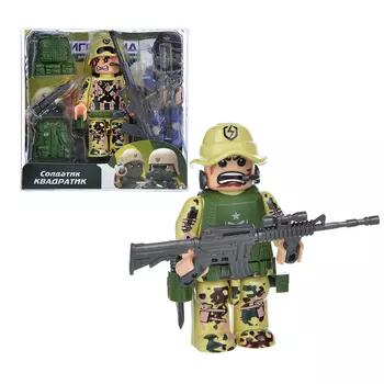 ИГРОЛЕНД Солдатик Квадратик, пластик, 4,5х1,5х8см, 6 дизайнов