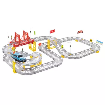 ИГРОЛЕНД Трек с мостом, машина, пластик, 1АА, 72х36х17см