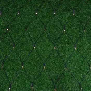 INBLOOM Гирлянда эл. сеть на солн. батарее, 96LED,1.5х1.5м,шампань,2 реж, ПВХ зел,2V120mA, 1.2V800mA