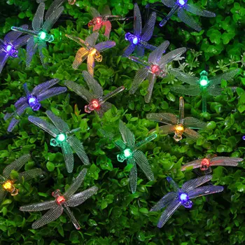 INBLOOM Гирлянда на солн. батарее 25 LED, 7м,мульти, 2 реж, насадка стрекозы, ПВХ, 2V80Ma,1.2V600mAh