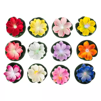 INBLOOM Лилия декоративная с подсветкой для пруда, полиэстер, 10см, LR44х3, 12 цветов