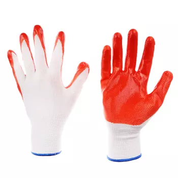 INBLOOM Перчатки садовые с резиновым полуобливом, полиэстер, 10 размер, 23.5см, 30г