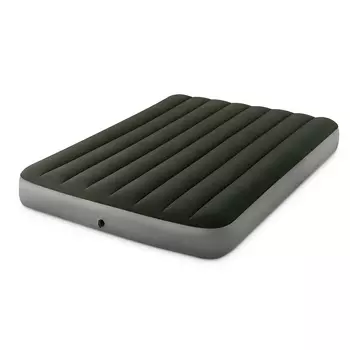 INTEX Кровать надувная DOWNY BED QUEEN, (fiber-tech), насос на батарейках, 152x203x25см, ПВХ, 64779