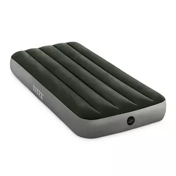 INTEX Кровать надувная DOWNY BED TWIN, (fiber-tech), насос на батарейках, 99x191x25см, ПВХ, 64777
