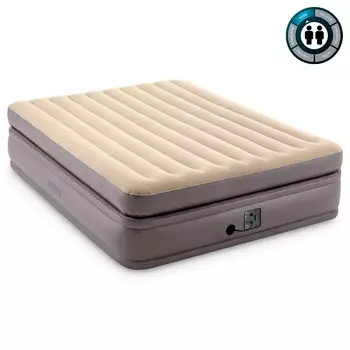 INTEX Кровать надувная QUEEN COMFORT ELEVATED, FIBER-TECH, встр.насос 220В, 152х203х51см, 64164NP