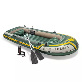 INTEX Лодка Seahawk 4 Set (400кг) 3 камеры, алюм. весла, насос, 351*145*48см 68351NP