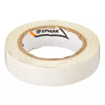 Изолента, ПВХ, в/с, белая, шир. 15+-2 мм, 7,5 м, толщ 0,2 мм, ЕРМАК