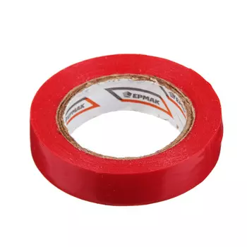 Изолента, ПВХ, в/с, красная, шир. 15+-2 мм, 7,5 м, толщ 0,2 мм, ЕРМАК