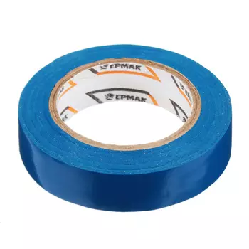 Изолента, ПВХ, в/с, синяя, шир. 15+-2 мм, 7,5 м, толщ 0,2 мм, ЕРМАК