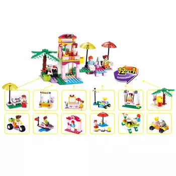 JIE STAR Конструктор пластик, 6+, 12 дизайнов, Дев-33001