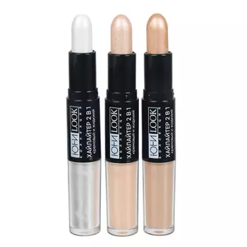 ЮниLook Хайлайтер 2 в 1 кремовый 4,4 гр и жидкий 2,8 мл, 3 тона, ТС-21