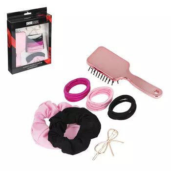 ЮниLook Набор аксессуаров для волос: расческа 15,5см, заколка 7см, резинки d4см, пластик, сплав, ПЭ