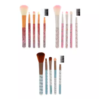 ЮниLook Набор кистей для макияжа 5шт, пластик, металл, ворс нейлон, 12-14,5см, 3 дизайна