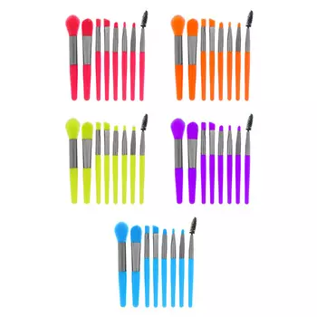 ЮниLook Набор кистей для макияжа 8шт, пластик, металл, ворс нейлон, 11-13см, 5 цветов