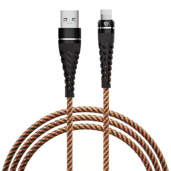 Кабель для зарядки BY Герои iP, 1м., 2.4А, Быстрая зарядка, тканная оплётка