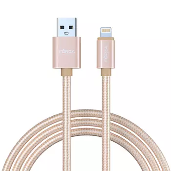 Кабель для зарядки FORZA Пастель iP, 1.5м, 1-1.5А, перламутровая оплётка, 3 цвета, пакет