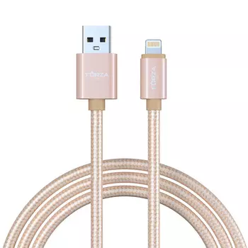 Кабель для зарядки FORZA Пастель iP, 1.5м, 1-1.5А, перламутровая оплётка, 3 цвета, пакет