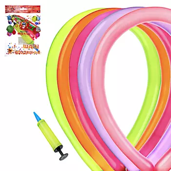 Капитан Весельчак Шары воздушные "Колбаска"+ насос 6 пр., пластик, пакет