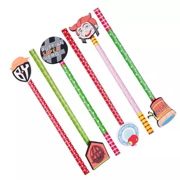 Карандаш чернографитный BY с резиновым топпером, 6 дизайнов