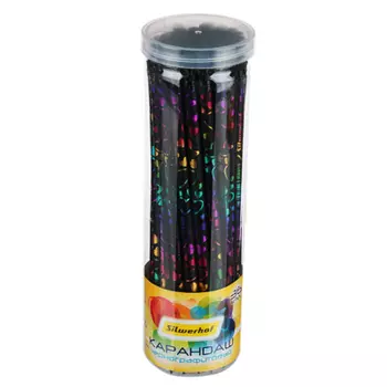 Карандаш чернографитный с ластиком, фольгир. покрытие, прокрас под черное дерево, пластик, 120627