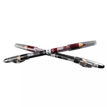 Карандаш для макияжа двойной с точилкой, тон 01 черный/бордо, 1гх2, ЮниLook К-19