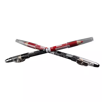 Карандаш для макияжа двойной с точилкой, тон 02 черный/красный, 1гх2, ЮниLook К-19