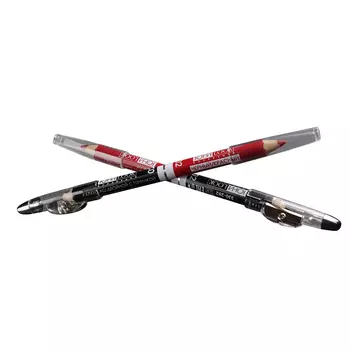 Карандаш для макияжа двойной с точилкой, тон 02 черный/красный, 1гх2, ЮниLook К-19