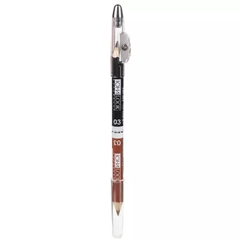 Карандаш для макияжа двойной с точилкой, тон 03 черный/капучино, 1гх2, ЮниLook К-19