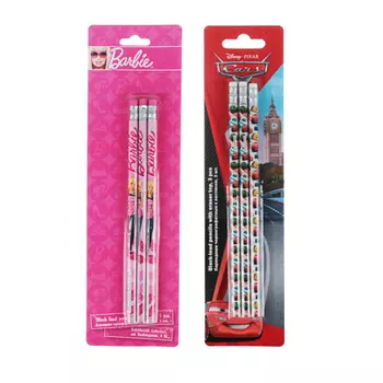 Карандаши чернографит. с ластиком, 3 шт., "Барби/Тачки", блистер, BRFLR-11S-102, CRAB-US1-102