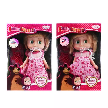 КАРАПУЗ Кукла интерактивная Маша 15см, пластмасса, мягк.туловище, бат.LR44, 12х18х8см, 2 дизайна