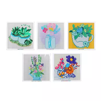 Картина из страз, 22х22см, полотно, стекло, стик, "Цветочный карнавал", 5 дизайнов
