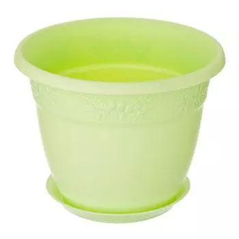 Кашпо для цветов с поддоном, пластик, d13 см, 0,8 л, Мята, IDEA "Рябина", арт. М 3052