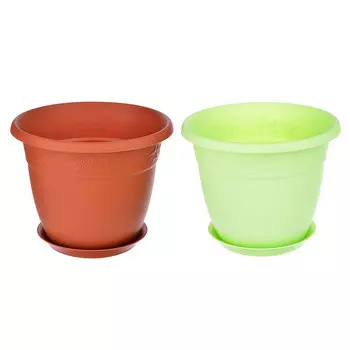 Кашпо для цветов с поддоном, пластик, d22 см, 3,6 л, 3цвета: терракот, банан, мята, IDEA "Рябина", а