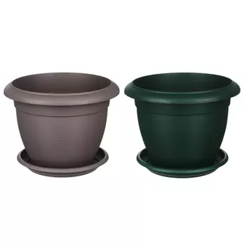 Кашпо ТЕРРА 6л с поддоном, цвет зеленый, шаде, пластик