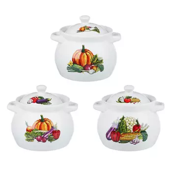 Кастрюля 1,1 л MILLIMI Аппетит, керамическая с крышкой, 3 дизайна