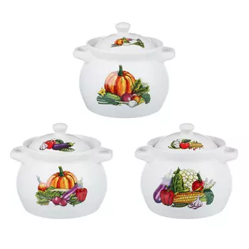 Кастрюля 1,1 л MILLIMI Аппетит, керамическая с крышкой, 3 дизайна