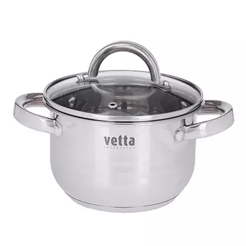 Кастрюля 1,5 л VETTA Фултон, нержавеющая сталь, стеклянная крышка