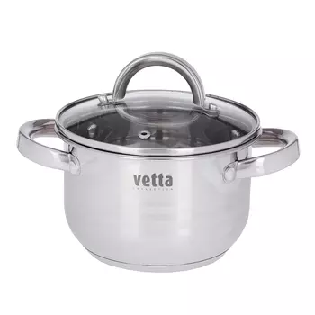 Кастрюля 1,5 л VETTA Фултон, нержавеющая сталь, стеклянная крышка