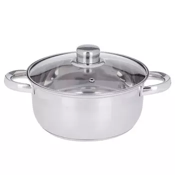 Кастрюля 2,6 л Джерси, стеклянная крышка, нержавейка