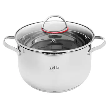 Кастрюля 4, 8 л VETTA Бирмингем, со стеклянной крышкой, индукция